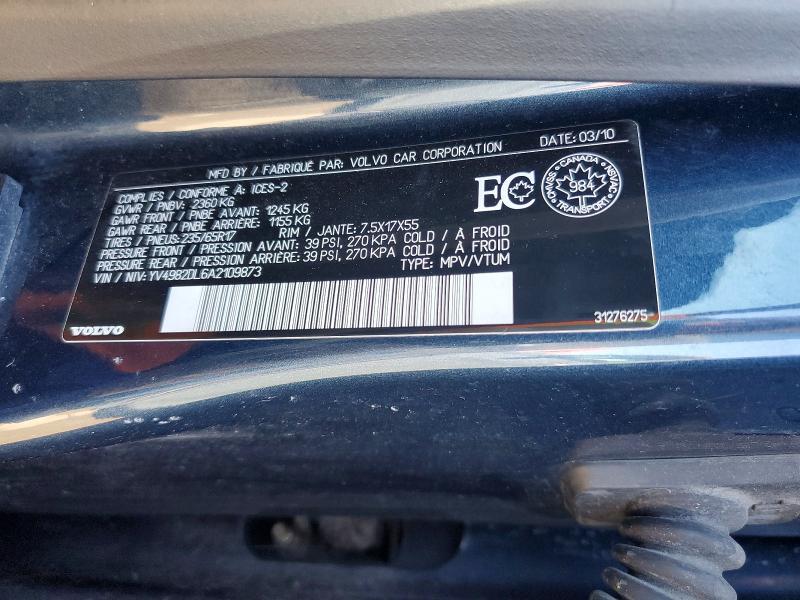 79721915 :رقم المزاد ، YV4982DL6A2109873 vin ، 2010 Volvo Xc60 مزاد بيع