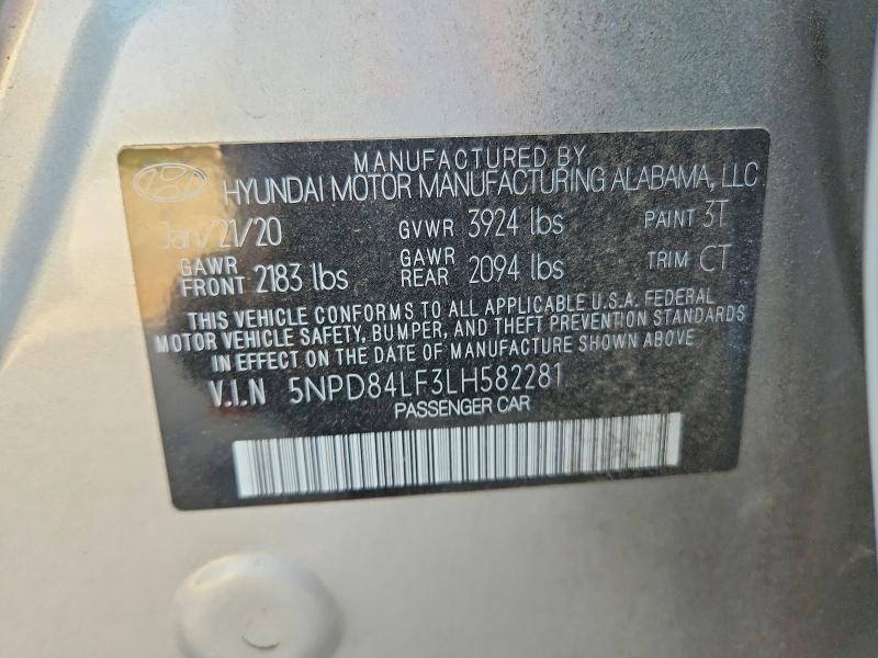 Продаж на аукціоні авто 2020 Hyundai Elantra, vin: 5NPD84LF3LH582281, номер лоту: 47929046