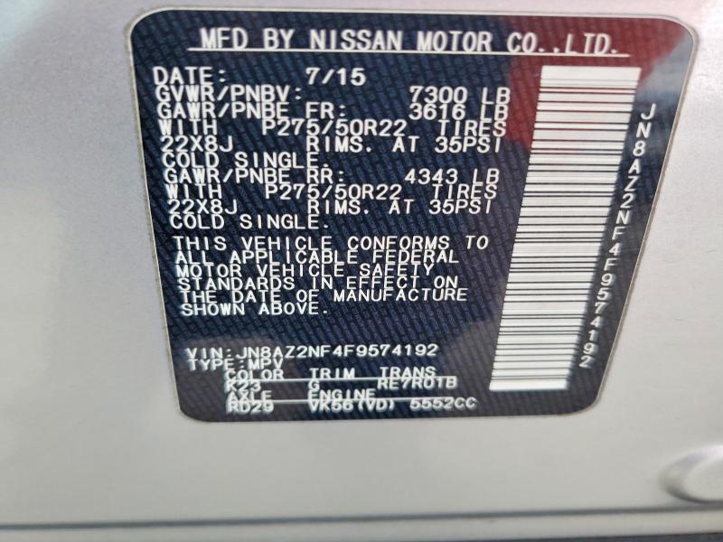 Продаж на аукціоні авто 2015 Infiniti Qx80, vin: JN8AZ2NF4F9574192, номер лоту: 79760485
