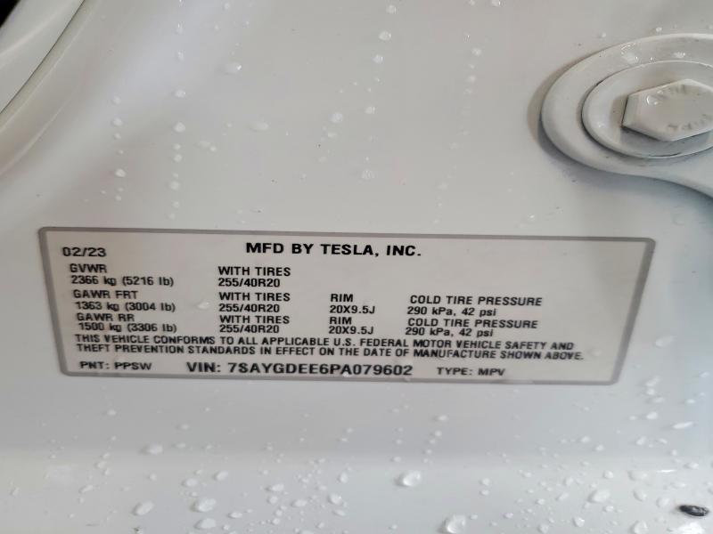 2023 Tesla Model Y მანქანა იყიდება აუქციონზე, vin: 7SAYGDEE6PA079602, აუქციონის ნომერი: 46199606