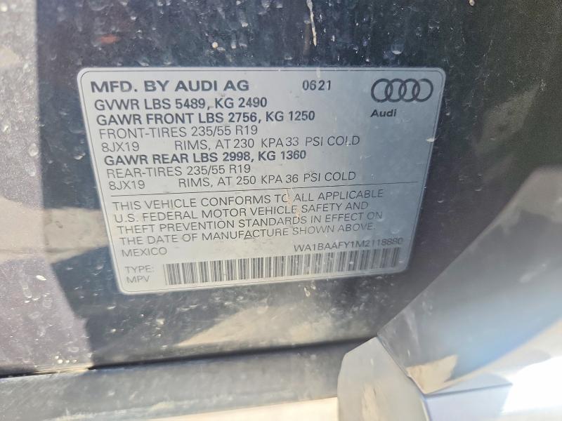 2021 Audi Q5 მანქანა იყიდება აუქციონზე, vin: WA1BAAFY1M2118880, აუქციონის ნომერი: 79844205