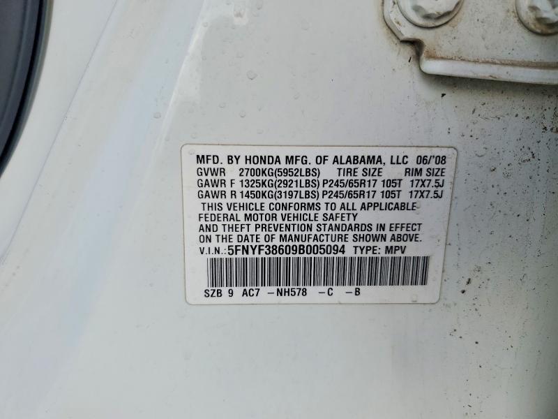Продаж на аукціоні авто 2009 Honda Pilot, vin: 5FNYF38609B005094, номер лоту: 41595546