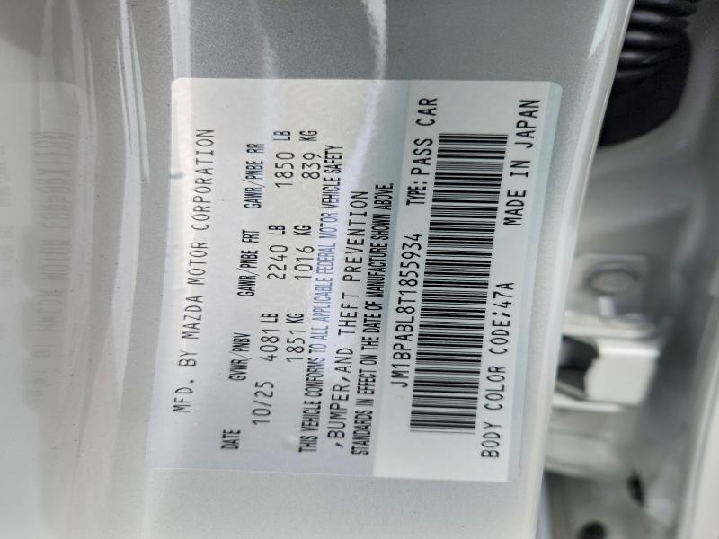2026 Mazda 3 მანქანა იყიდება აუქციონზე, vin: JM1BPABL8T1855934, აუქციონის ნომერი: 47938276