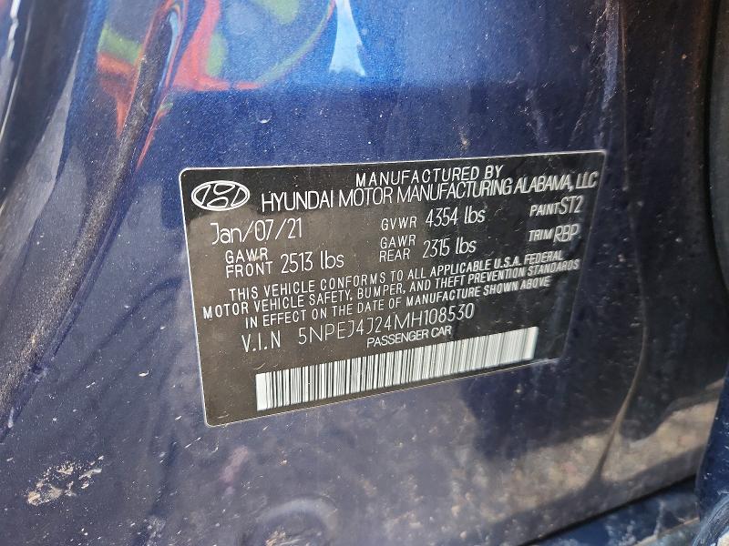 Продаж на аукціоні авто 2021 Hyundai Sonata, vin: 5NPEJ4J24MH108530, номер лоту: 47440546