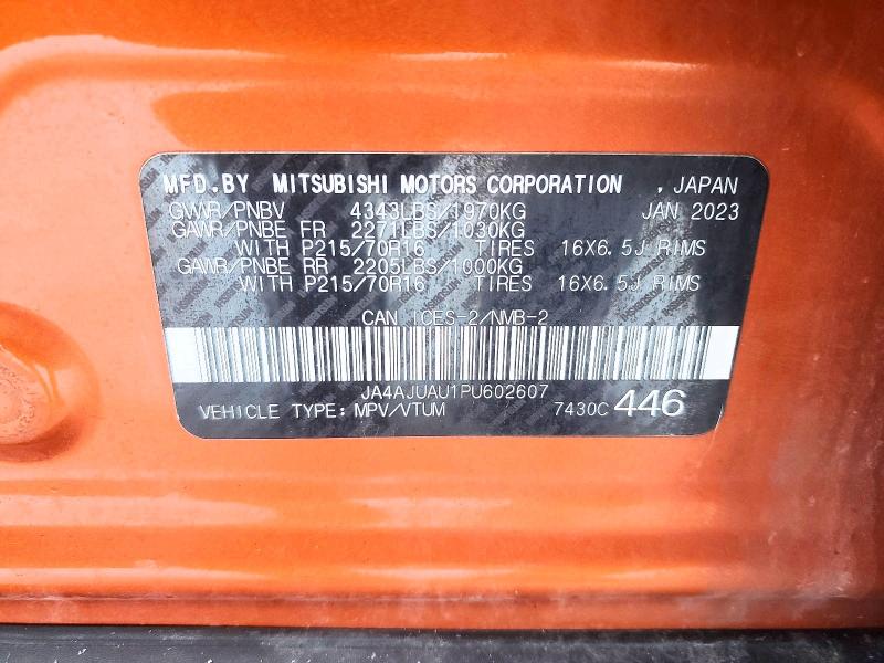 46129706 :رقم المزاد ، JA4AJUAU1PU602607 vin ، 2023 Mitsubishi Rvr مزاد بيع