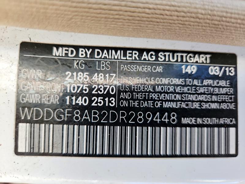 46550896 :رقم المزاد ، WDDGF8AB2DR289448 vin ، 2013 Mercedes-benz C مزاد بيع