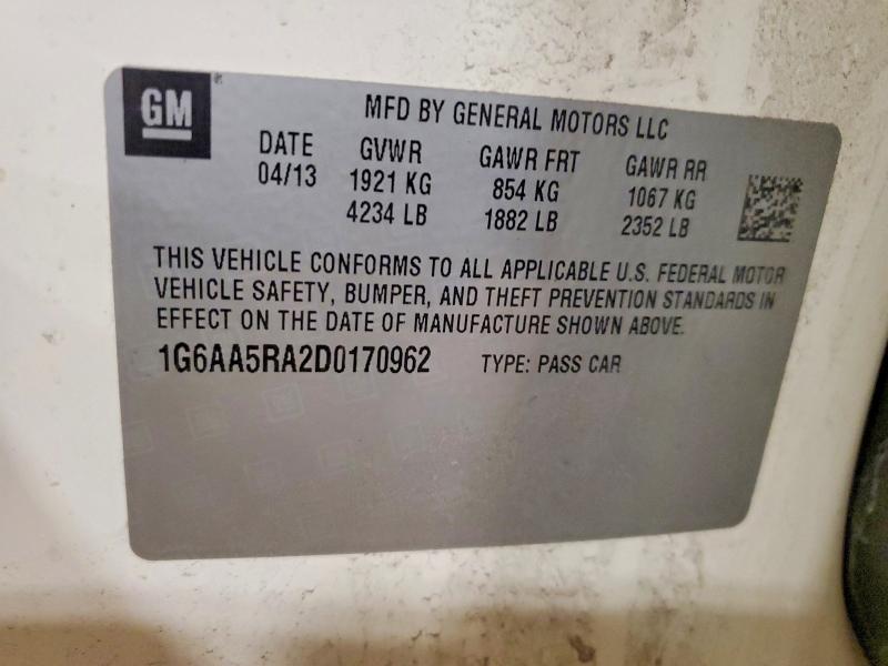 46825846 :رقم المزاد ، 1G6AA5RA2D0170962 vin ، 2013 Cadillac Ats مزاد بيع