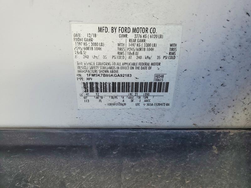 Aukcja sprzedaży 2019 Ford Explorer, vin: 1FM5K7B86KGA92183, numer aukcji: 45519676