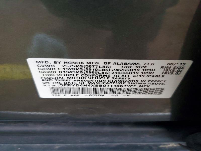 47950836 :رقم المزاد ، 5FRYD4H4XEB011455 vin ، 2014 Acura Mdx مزاد بيع