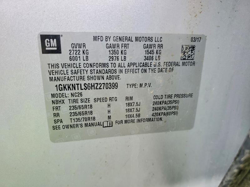 Aukcja sprzedaży 2017 Gmc Acadia, vin: 1GKKNTLS6HZ270399, numer aukcji: 47480126