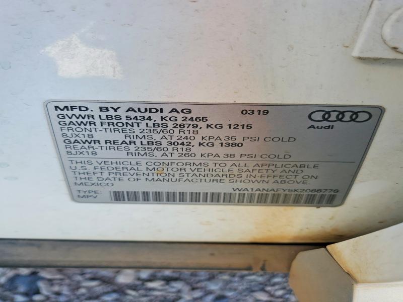 Продажа на аукционе авто 2019 Audi Q5, vin: WA1ANAFY5K2088778, номер лота: 46620176