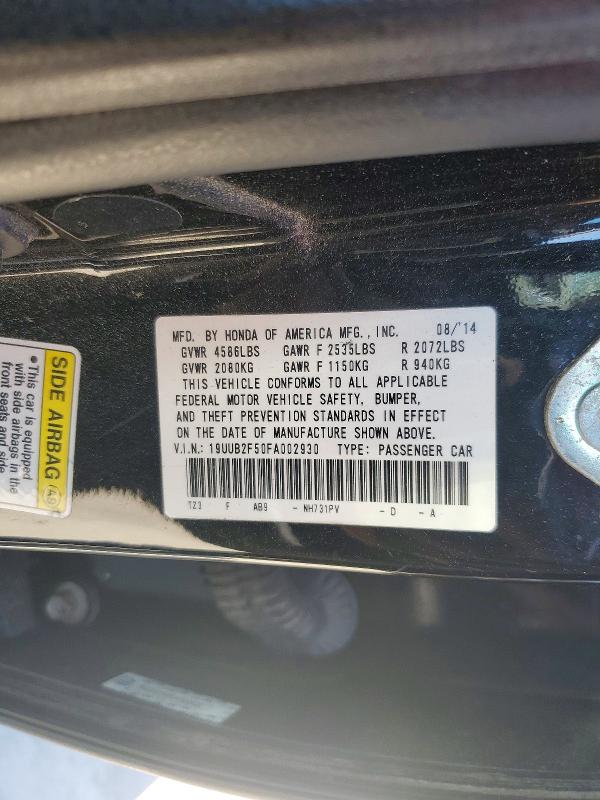 46935386 :رقم المزاد ، 19UUB2F50FA002930 vin ، 2015 Acura Tlx مزاد بيع