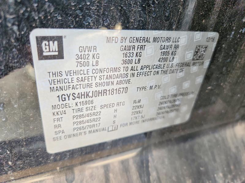 Продаж на аукціоні авто 2017 Cadillac Escalade, vin: 1GYS4HKJ0HR181670, номер лоту: 46374926