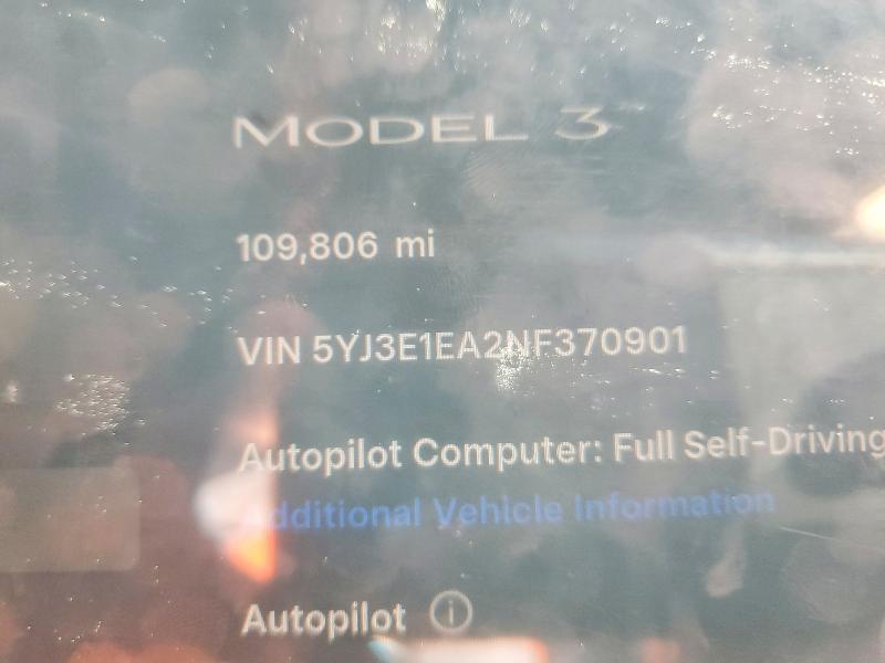 Aukcja sprzedaży 2022 Tesla Model 3, vin: 5YJ3E1EA2NF370901, numer aukcji: 47858756