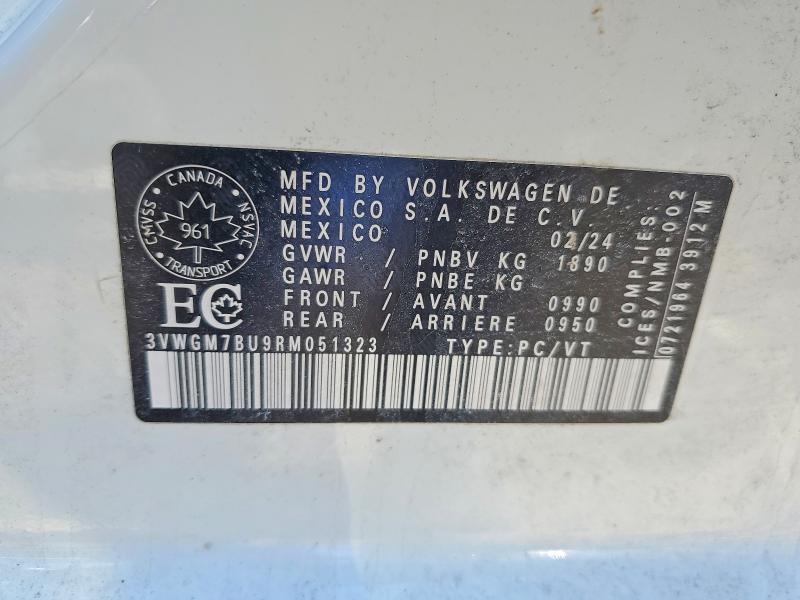 Aukcja sprzedaży 2024 Volkswagen Jetta, vin: 3VWGM7BU9RM051323, numer aukcji: 78875335