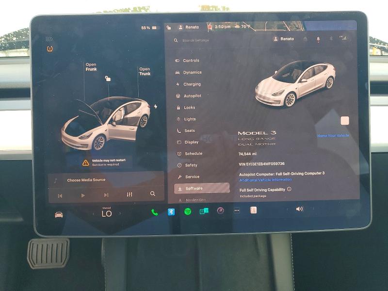 Продажа на аукционе авто 2021 Tesla Model 3, vin: 5YJ3E1EB4MF059736, номер лота: 47887236