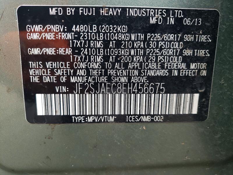 Продаж на аукціоні авто 2014 Subaru Forester, vin: JF2SJAEC8EH456675, номер лоту: 46001256
