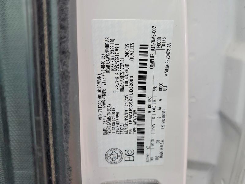 Aukcja sprzedaży 2017 Ford Escape, vin: 1FMCU9G9XHUD32084, numer aukcji: 41802266