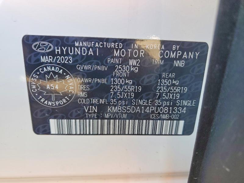 Aukcja sprzedaży 2023 Hyundai Santa Fe, vin: KM8S5DA14PU081334, numer aukcji: 77506375