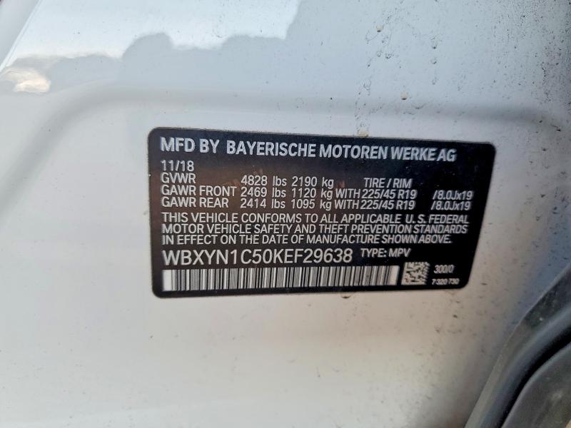 2019 Bmw X2 მანქანა იყიდება აუქციონზე, vin: WBXYN1C50KEF29638, აუქციონის ნომერი: 45873936