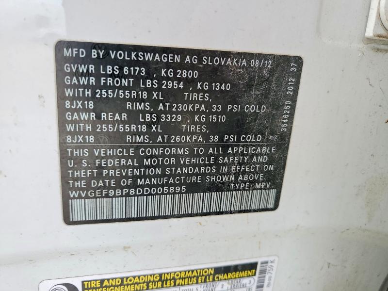 Продажа на аукционе авто 2013 Volkswagen Touareg, vin: WVGEF9BP8DD005895, номер лота: 47208036