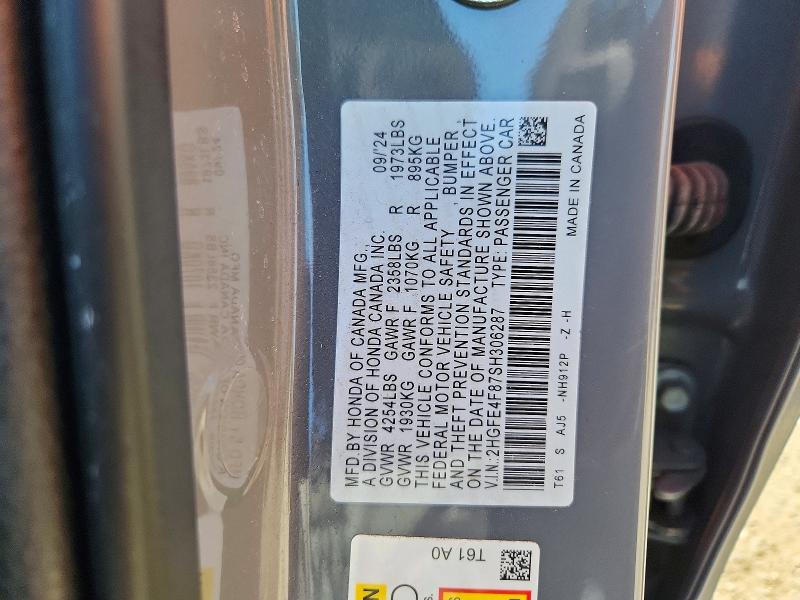 79599845 :رقم المزاد ، 2HGFE4F87SH306287 vin ، 2025 Honda Civic مزاد بيع
