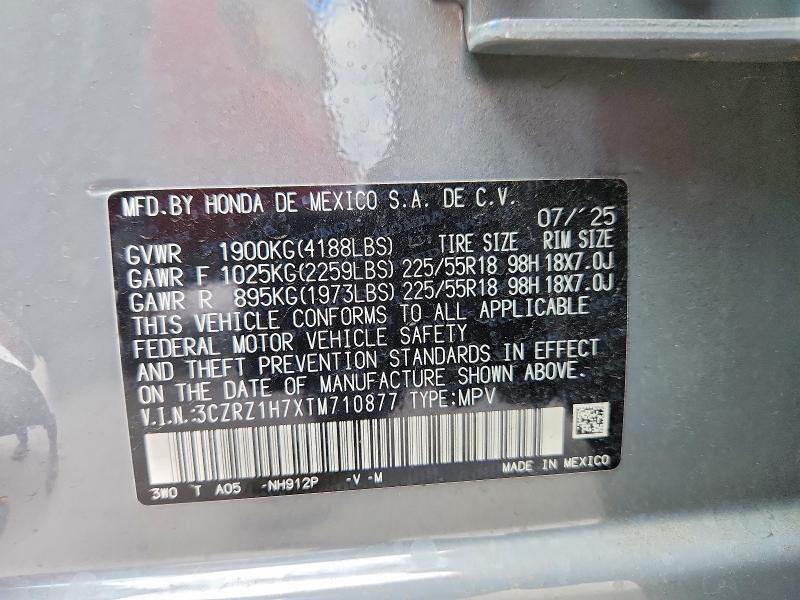 Продажа на аукционе авто 2026 Honda Hr-v, vin: 3CZRZ1H7XTM710877, номер лота: 79766355