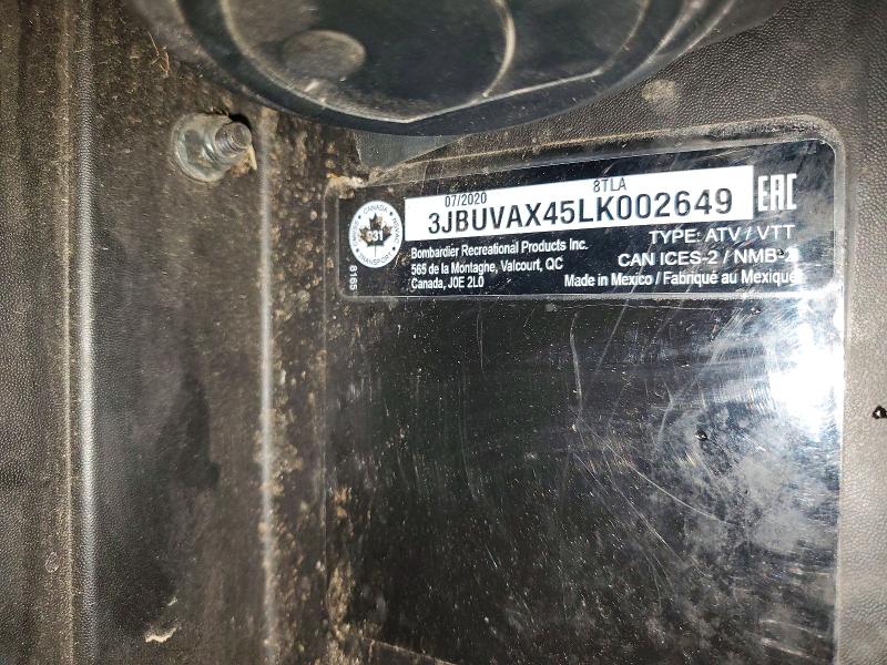 Продаж на аукціоні авто 2020 Can-am Defender, vin: 3JBUVAX45LK002649, номер лоту: 46277916