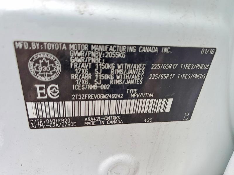 Продажа на аукционе авто 2016 Toyota Rav4, vin: 2T3ZFREV0GW249242, номер лота: 46110136