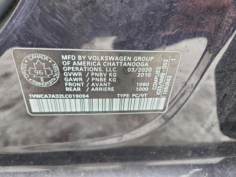 Aukcja sprzedaży 2020 Volkswagen Passat, vin: 1VWCA7A32LC019094, numer aukcji: 79172015