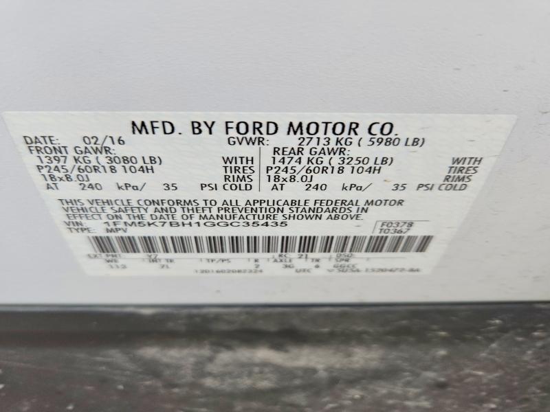 Продажа на аукционе авто 2016 Ford Explorer, vin: 1FM5K7BH1GGC35435, номер лота: 45627686