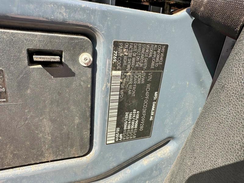 77342015 :رقم المزاد ، WD4PF0CD3KP099280 vin ، 2019 Mercedes Benz Sprinter مزاد بيع