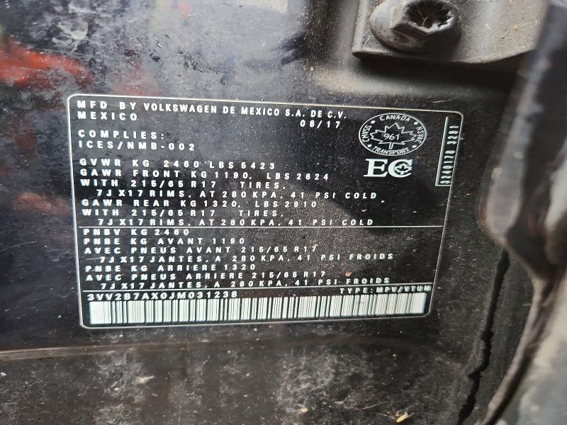 47516656 :رقم المزاد ، 3VV2B7AX0JM031238 vin ، 2018 Volkswagen Tiguan مزاد بيع