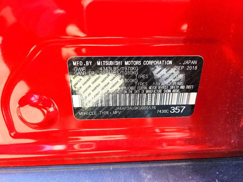 Продаж на аукціоні авто 2019 Mitsubishi Outlander Sport, vin: JA4AP3AU9KU005576, номер лоту: 79608385