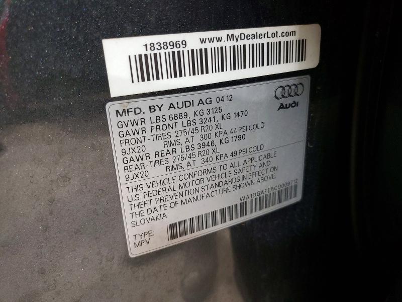 Продажа на аукционе авто 2012 Audi Q7, vin: WA1DGAFE5CD009712, номер лота: 47957606