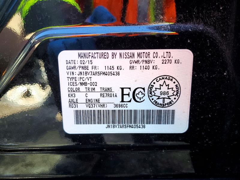 79394515 :رقم المزاد ، JN1BV7AR5FM405436 vin ، 2015 Infiniti Q50 مزاد بيع