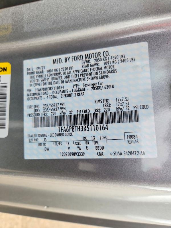 Продажа на аукционе авто 2024 Ford Mustang, vin: 1FA6P8TH3R5110164, номер лота: 46350616