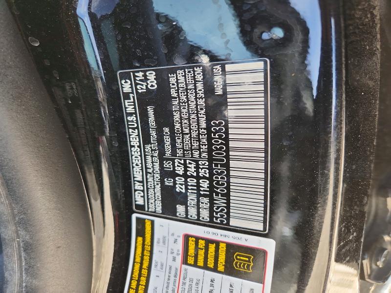 Продажа на аукционе авто 2015 Mercedes-benz C, vin: 55SWF6GB3FU039533, номер лота: 47129386