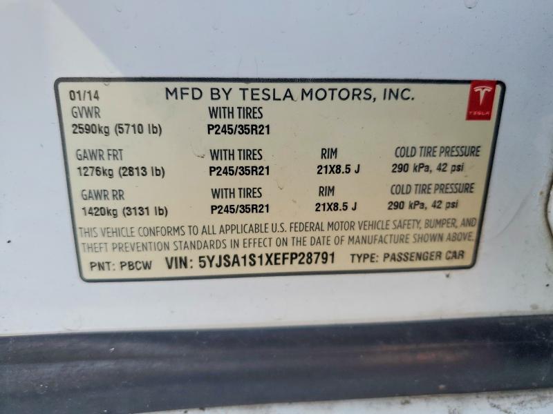 Продаж на аукціоні авто 2014 Tesla Model S, vin: 5YJSA1S1XEFP28791, номер лоту: 47094686