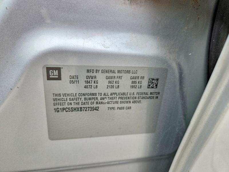 2011 Chevrolet Cruze მანქანა იყიდება აუქციონზე, vin: 1G1PC5SHXB7273942, აუქციონის ნომერი: 41672716