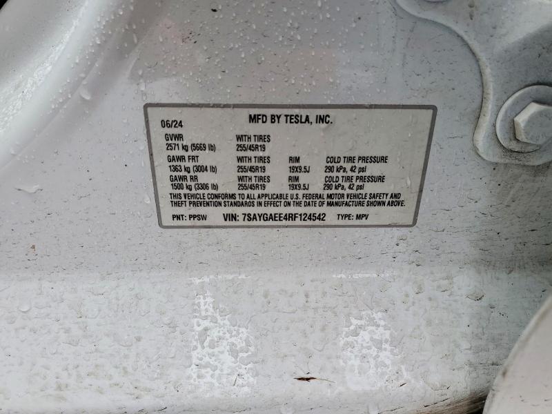 2024 Tesla Model Y მანქანა იყიდება აუქციონზე, vin: 7SAYGAEE4RF124542, აუქციონის ნომერი: 46072066