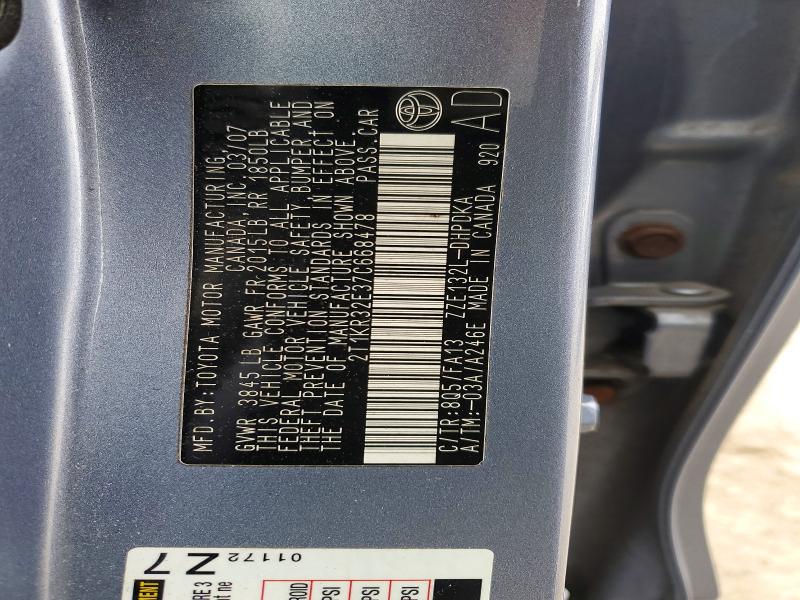 2007 Toyota Matrix მანქანა იყიდება აუქციონზე, vin: 2T1KR32E37C668478, აუქციონის ნომერი: 46756716