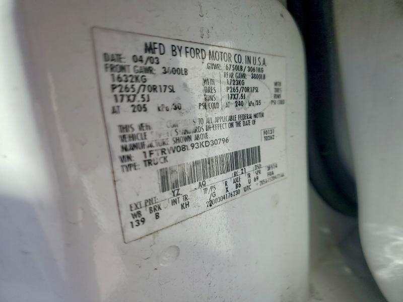 Aukcja sprzedaży 2003 Ford F150, vin: 1FTRW08L93KD30796, numer aukcji: 41654686