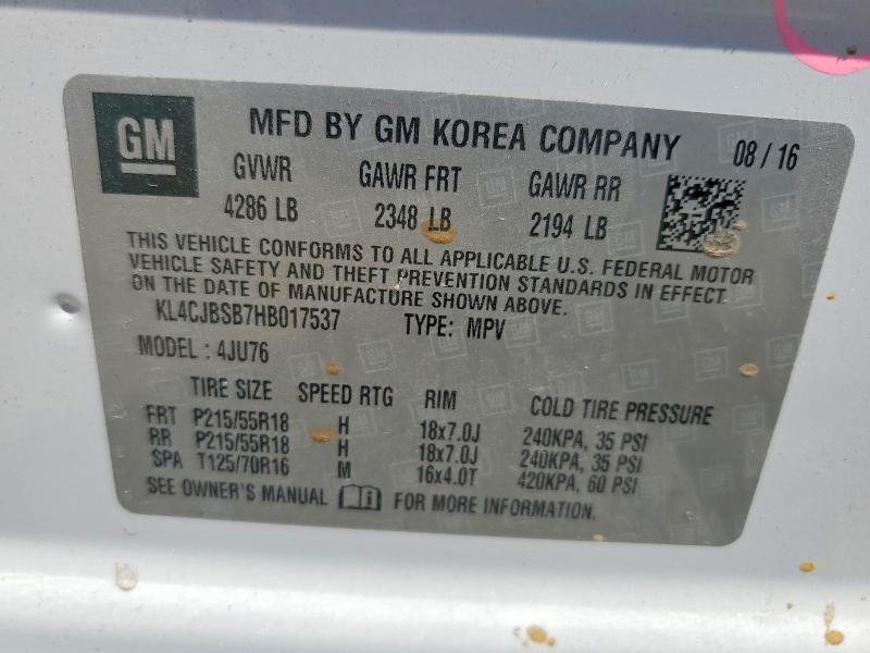 Продаж на аукціоні авто 2017 Buick Encore, vin: KL4CJBSB7HB017537, номер лоту: 47014356