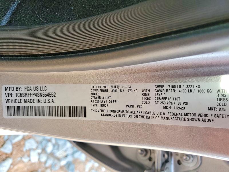 Продаж на аукціоні авто 2025 Ram 1500, vin: 1C6SRFFP4SN654552, номер лоту: 47808276