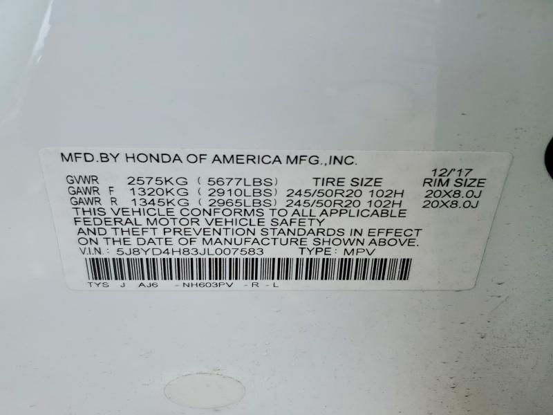 Продажа на аукционе авто 2018 Acura Mdx, vin: 5J8YD4H83JL007583, номер лота: 46838316