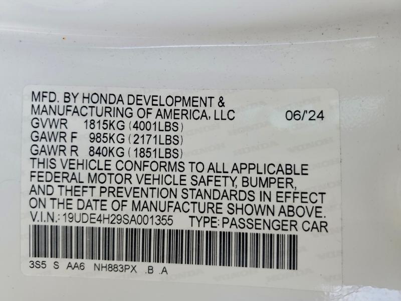 Продаж на аукціоні авто 2025 Acura Integra, vin: 19UDE4H29SA001355, номер лоту: 48376096
