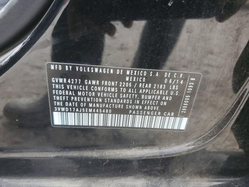 47973646 :رقم المزاد ، 3VWD17AJ5EM445480 vin ، 2014 Volkswagen Jetta مزاد بيع