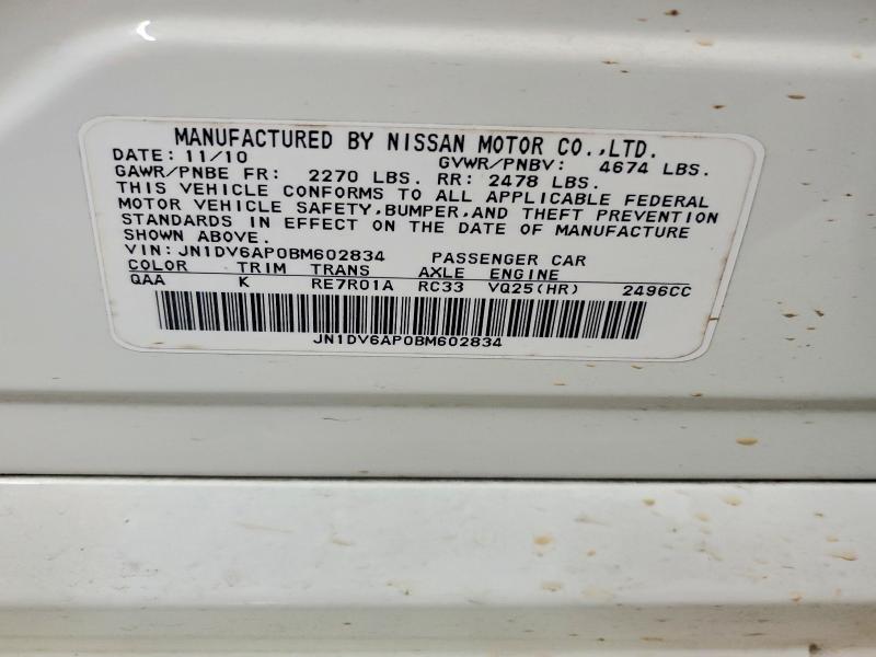 Продажа на аукционе авто 2011 Infiniti G25 Sedan, vin: JN1DV6AP0BM602834, номер лота: 79640345