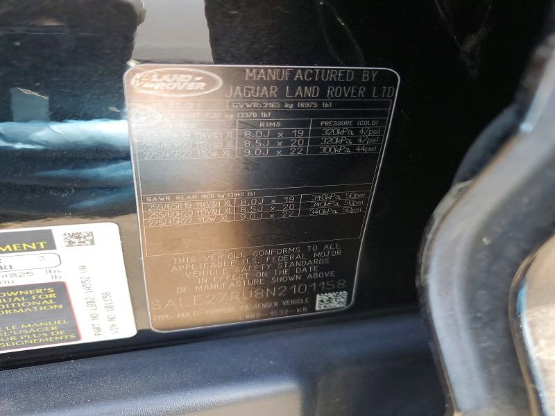 Продажа на аукционе авто 2022 Land Rover Defender, vin: SALE27RU8N2101158, номер лота: 79418485